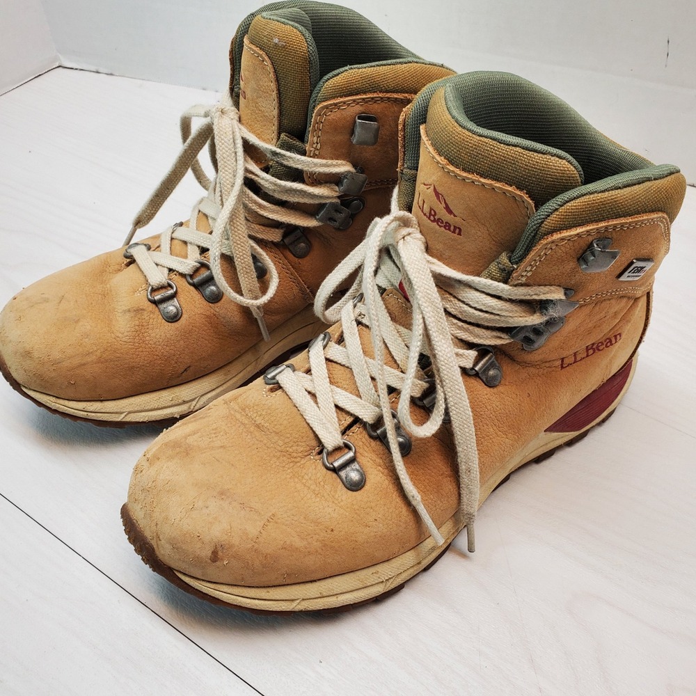 LL Bean Womens Alpine Hiking Boots Tan Leather TEK2.5 Waterproof 7.5 M 504737